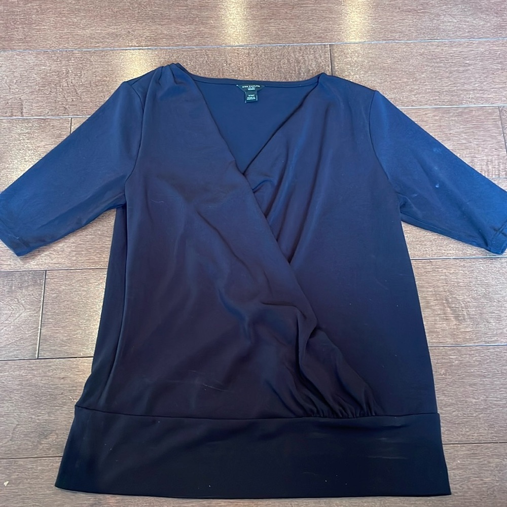 Ann Taylor black short sleeve black top